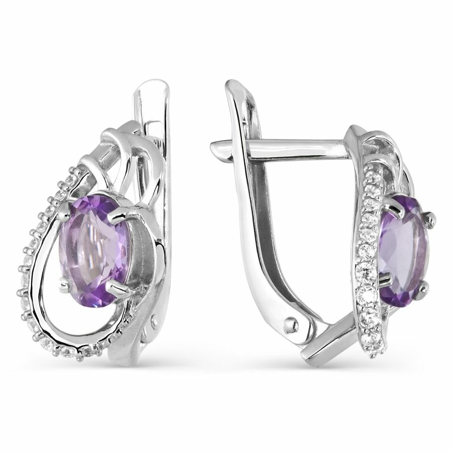 Серьги из серебра с аметистами