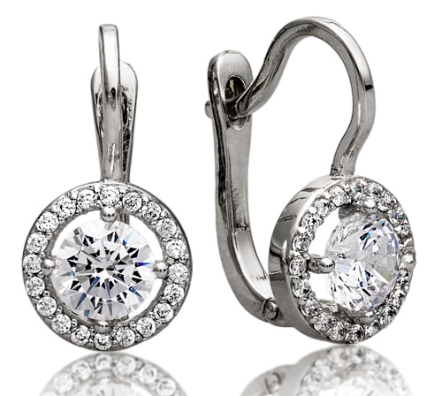 Серьги из серебра с фианитами