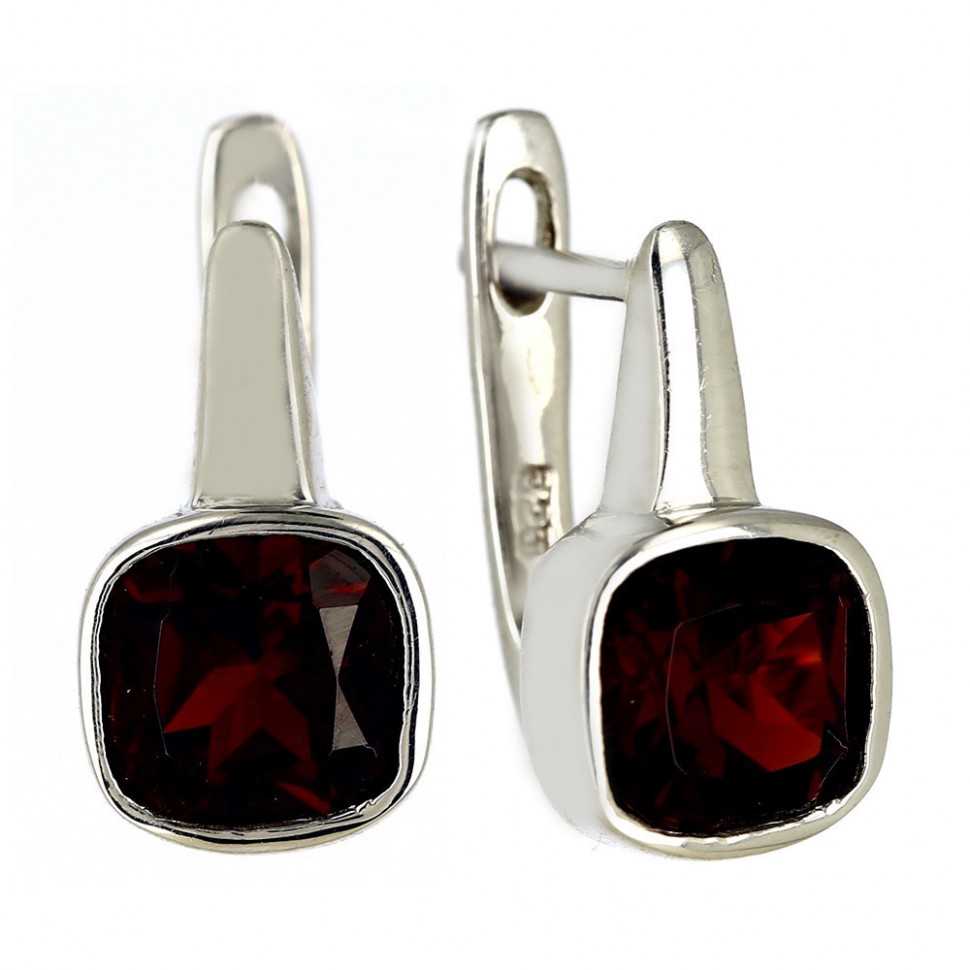 Серьги из серебра с гранатами