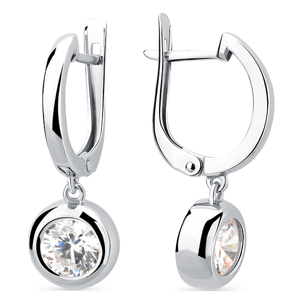 Серьги из серебра с фианитами