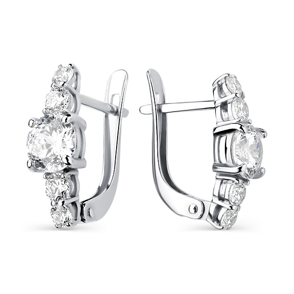 Серьги из серебра с фианитами